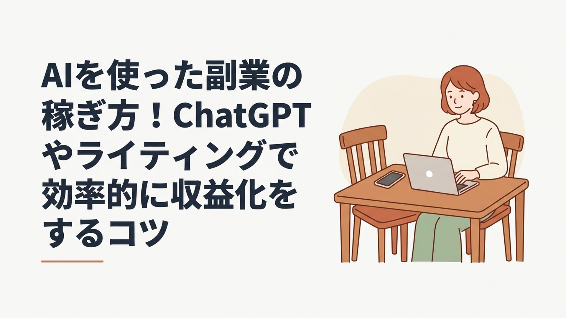 スマホとノートパソコンを並べてダイニングテーブルで副業の準備をする30代女性の姿